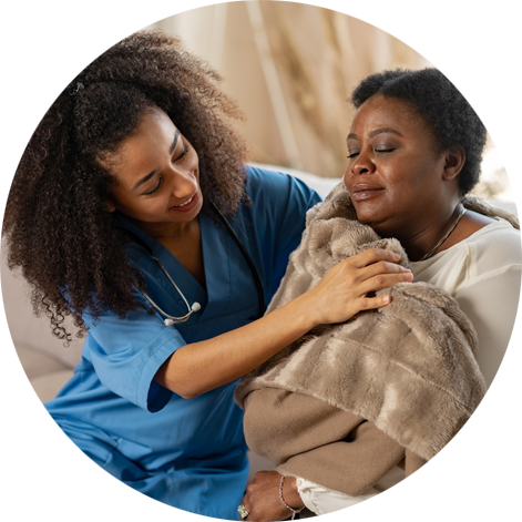 Caregiver and elderly woman