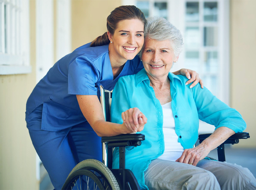 Caregiver and elderly woman